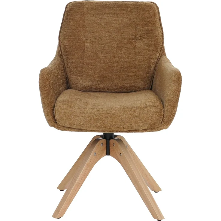 2er-Set Esszimmerstuhl HWC-Q37, Küchenstuhl drehbar Auto-Return, Stoff (680g/m²) Chenille Öko-Tex Holz MVG ~ senfgelb – Bild 7