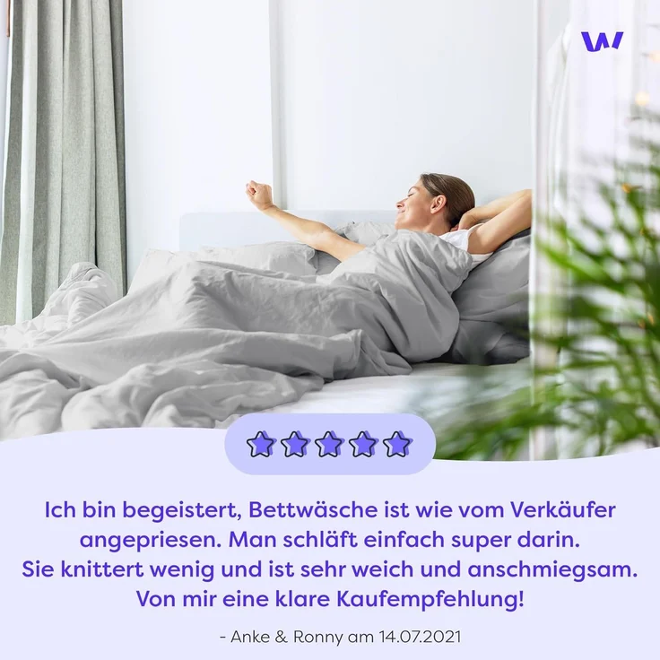 Wolkenfeld Bettwäsche Allergiker Bettwäsche unifarben, unfassbar weich, Mikrofaser, 3 teilig, 135x200 cm, 155x220 & Übergrößen I inkl. Kissenbezüge 80x80 I Uni – Bild 7