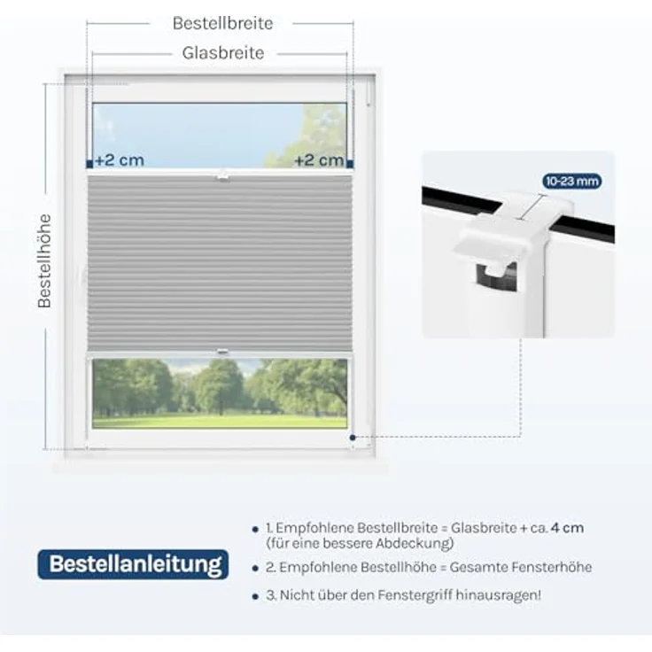 WOLTU Wabenplissee ohne Bohren Verdunklung Thermo Doppelplissee Klemmfix Zweifarbig 60x130 cm Grau-Weiß, Plissee Faltrollo Sonnen-, Sicht- & Schallschutz, Jalousie Plisseerollo für Fenster & Tür – Bild 8