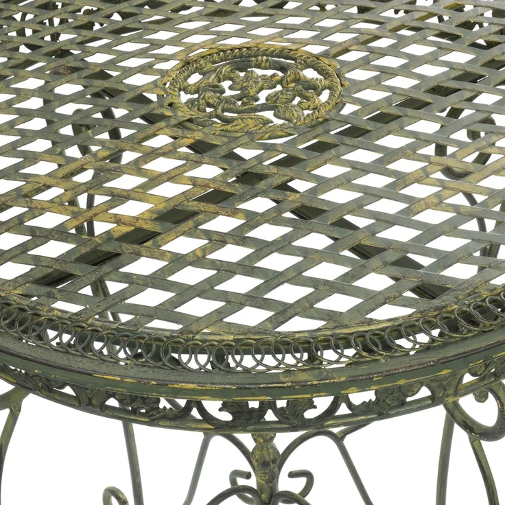 Moritz Bistro Set Tisch oval + 2 Stühle grün antik aus Gusseisen Gartendeko Set Bistrotisch Bistrostühle 3-teilig Sitzgruppe Balkonmöbel – Bild 6