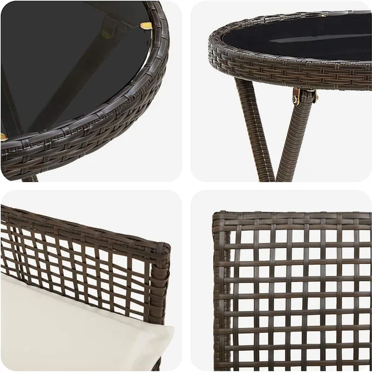 vidaXL Garten Bistro Set 3 pcs Braun Poly-Rattan 3334963 – Bild 8