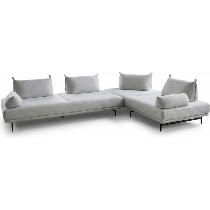 KAWOLA Ecksofa CANE Schlafsofa Daybed mit 2 Armlehnkissen Stoff grau 80 x 210 x 310 cm – Bild 3