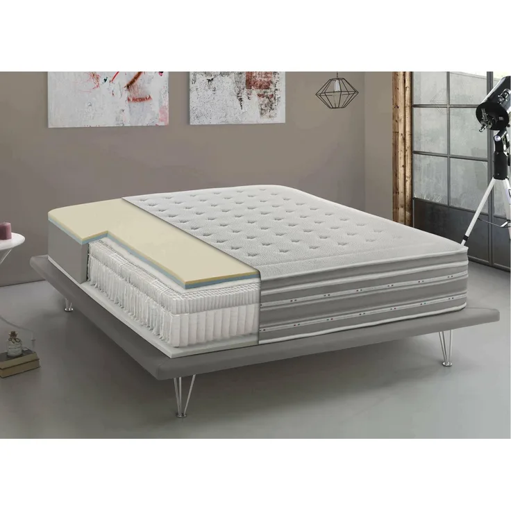 Talamo Italia - Luisa-Doppelmatratze, orthopädisch aus Memory-Schaum und Taschenmikrofedern, 100 % Made in Italy, milbenhemmend und hypoallergen, 120 x 190 x 37 cm