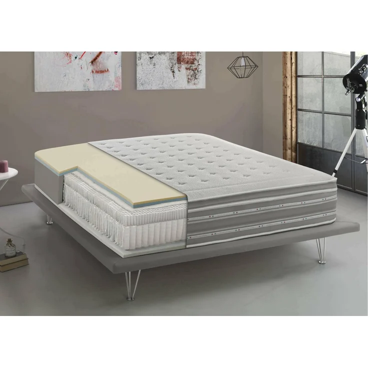 Talamo Italia - Luisa-Doppelmatratze, orthopädisch aus Memory-Schaum und Taschenmikrofedern, 100 % Made in Italy, milbenhemmend und hypoallergen, 120 x 190 x 37 cm