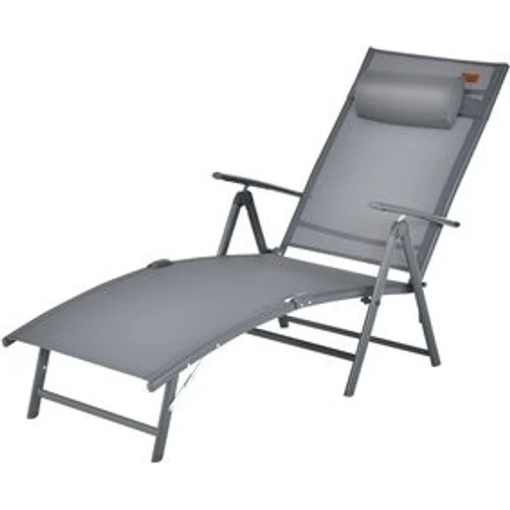 COSTWAY Gartenliege Sonnenliege, klappbar, 7-fach verstellbar, mit Kopfstütze – Bild 6