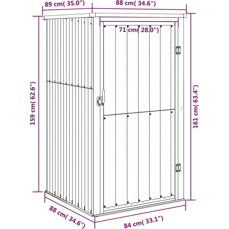 vidaXL Gerätehaus Grün 88x89x161 cm Verzinkter Stahl 316205 – Bild 8