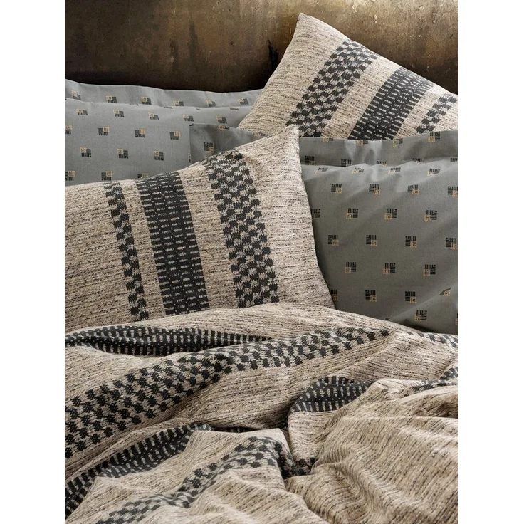 L'Essentiel Maison Bettwäsche Set Arlo Modernes Design in Braun, Schwarz & Grau, Biber Bett Set, 100% COTTON RANFORCE, 3 teilig, Atmungsaktive Ranforce-Qualität, 145 g/m² Fadenzahl