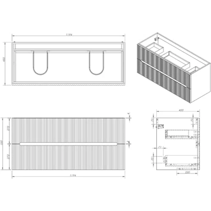 Vente-unique - PAVANI Waschbeckenmöbel Holz, Platte Grau - B 45,5 cm x H 55 cm x L 120 cm – Bild 3