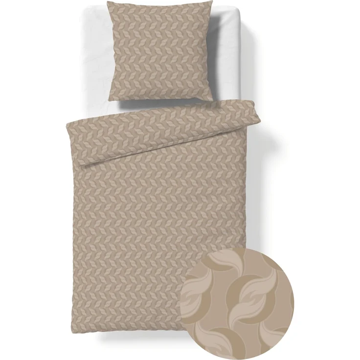 Fleuresse Mako Damast Bettwäsche uni 155x220 Muscheln taupe sand 454614-9042 – Bild 2