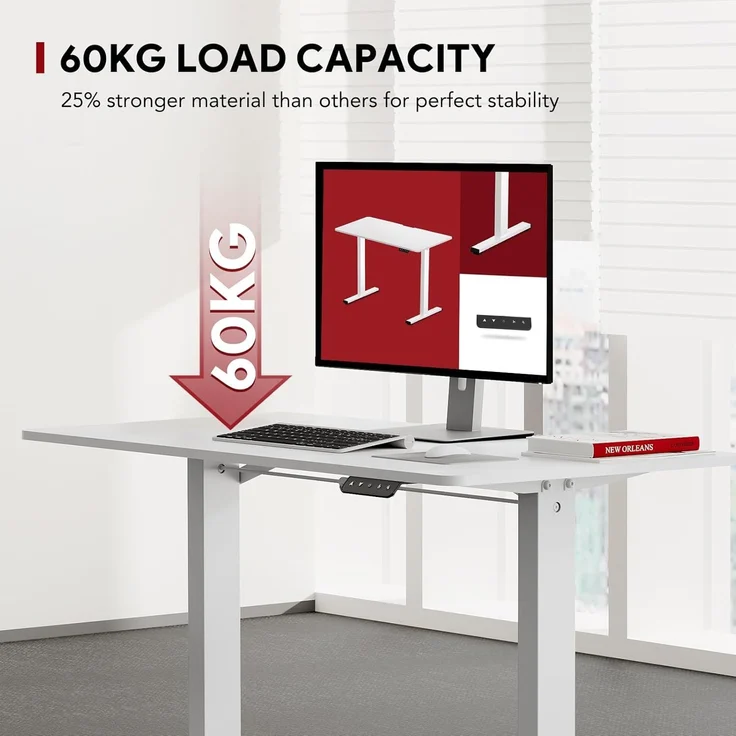 SANODESK Höhenverstellbarer Schreibtisch 160x75 cm Schreibtisch Höhenverstellbar Elektrisch Ergonomischer Steh-Sitz Tisch Computertisch für Heimbüro Homeoffice(weiß) – Bild 5