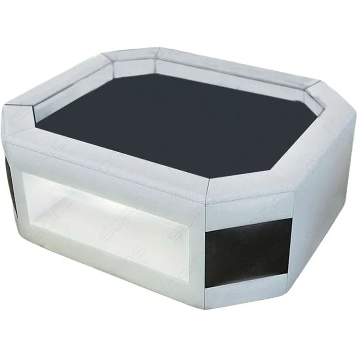 Sofa Dreams - Design Wohnzimmertisch Prato – Mit LED Beleuchtung - Kunstleder - Weiß-Schwarz