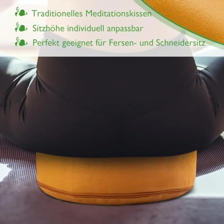 Amagohome Yogakissen Yogakissen Bodenkissen rund H 14xø31 cm mit Buchweizenschalen Meditati – Bild 4