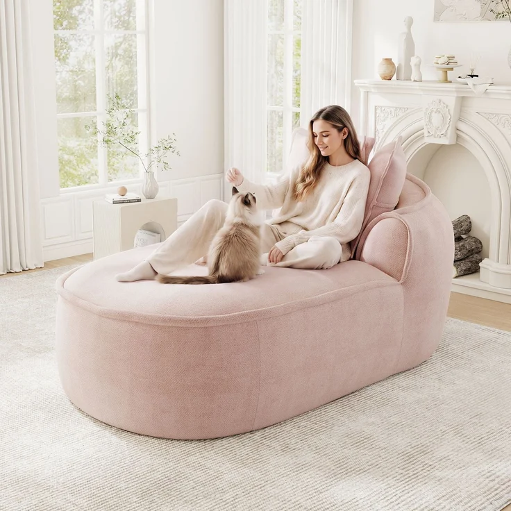 ZUBALIYA SchlafSofa mit Chenille - Bezug, mit breiten Armlehnen, mit Schaumstoffpolsterung, aus Chenille, für Wohnzimmer und Apartments – Bild 3
