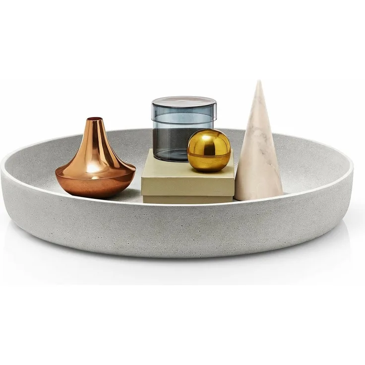Blomus Moon Dekoschale, Mittel, Deko Servier Tablett, Polystone, Beton, Ø 50, 65446