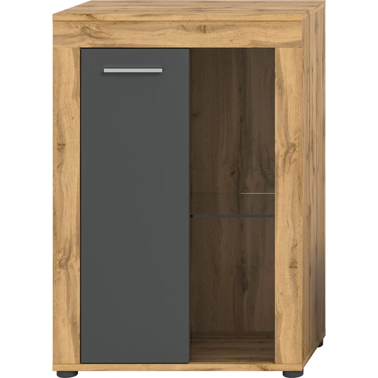 xonox. home Wohnen Jam X8BN1T40 Vitrine Glasvitrine Dekoschrank Glas-Kommode in Wotan Eiche Melamin/grau Nachbildung, ca. B/H/T: 600 x 86 x 35 cm – Bild 5