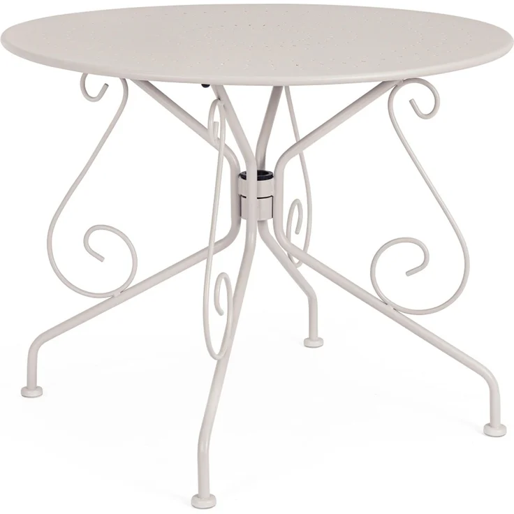 Gartentisch Enneti aus Metall, klassisch rund, beige Griz, Ø 90 cm, pulverbeschichtet – Bild 1