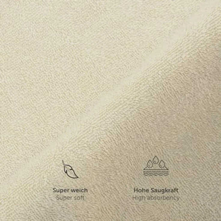 Blumtal Saunatuch, Rechteckig 80x200 cm, Beige, Frottier, 100% Baumwolle, schadstoffgeprüft, 2er Set – Bild 4