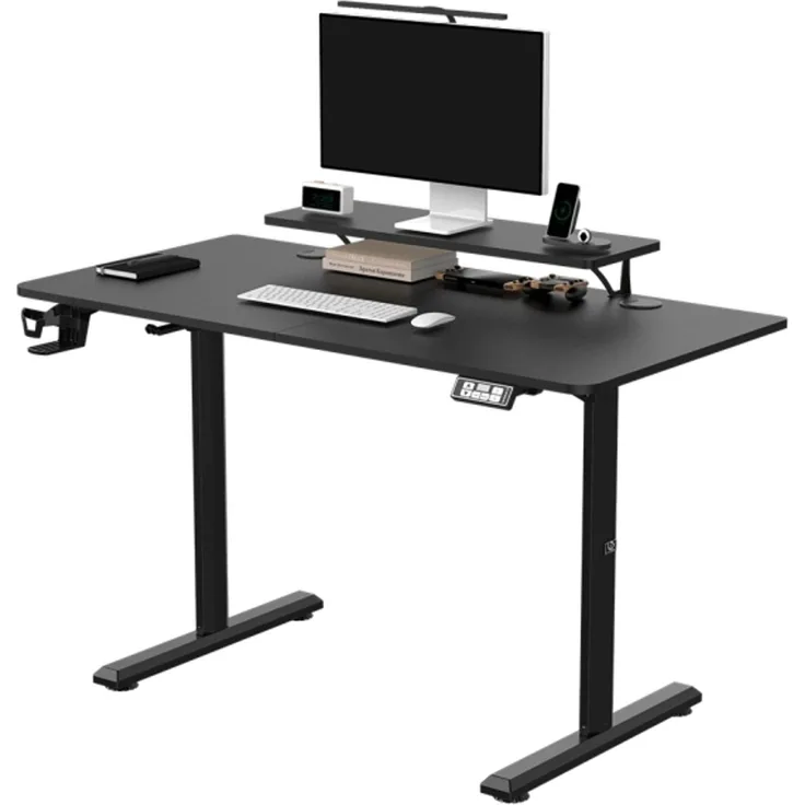 Ultradesk HIGHLANDER Gerade Rechteckige Form Gaming Matt Schwarz T-Beine