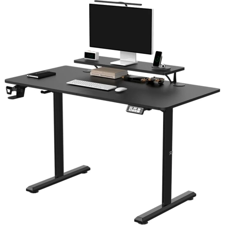 Ultradesk HIGHLANDER Gerade Rechteckige Form Gaming Matt Schwarz T-Beine