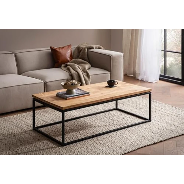 Livetastic Couchtisch Akazie, Massivholz rechteckig 60x40x120 cm, einfacher Aufbau für Wohnzimmer – Bild 4