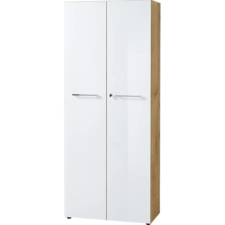 Germania Aktenschrank 4204-242 GW-Monteria, in Navarra-Eiche-Nb./Weiß, mit Glasauflage, 80 x 196 x 37 cm (BxHxT)