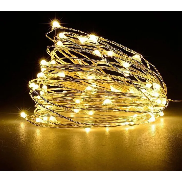 Jsdoin Lichterketten Batterie,5m 50LEDs Draht Lichterkette mit Batterie,Klein Innen Lichterkette für Tüllrock,Weihnachten,Schlafzimmer,Party, Hochzeit,Baumdekoration (Warmweiß, 1 Pcs 5m50leds)