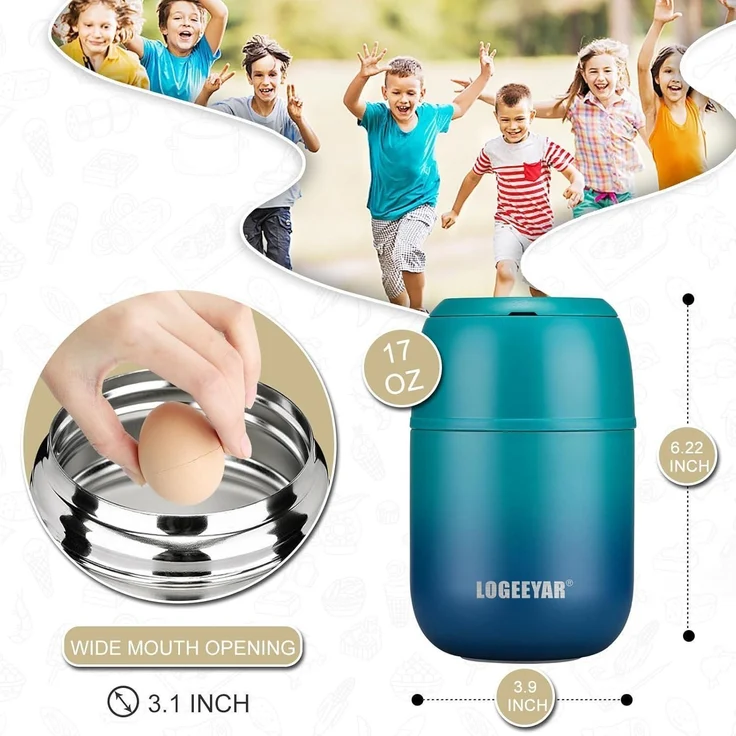Itslife Thermobehälter 500ml Edelstahl Warmhaltebehälter faltbarer Löffel – Bild 3