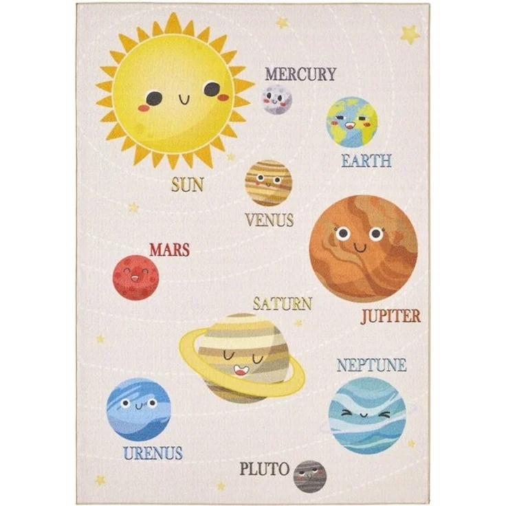 SIMPEX24 Teppich Planeten, Rechteckig, Höhe: 7 mm, Jungen-Mädchen Babyzimmer Teppich Kinderzimmer – Bild 4