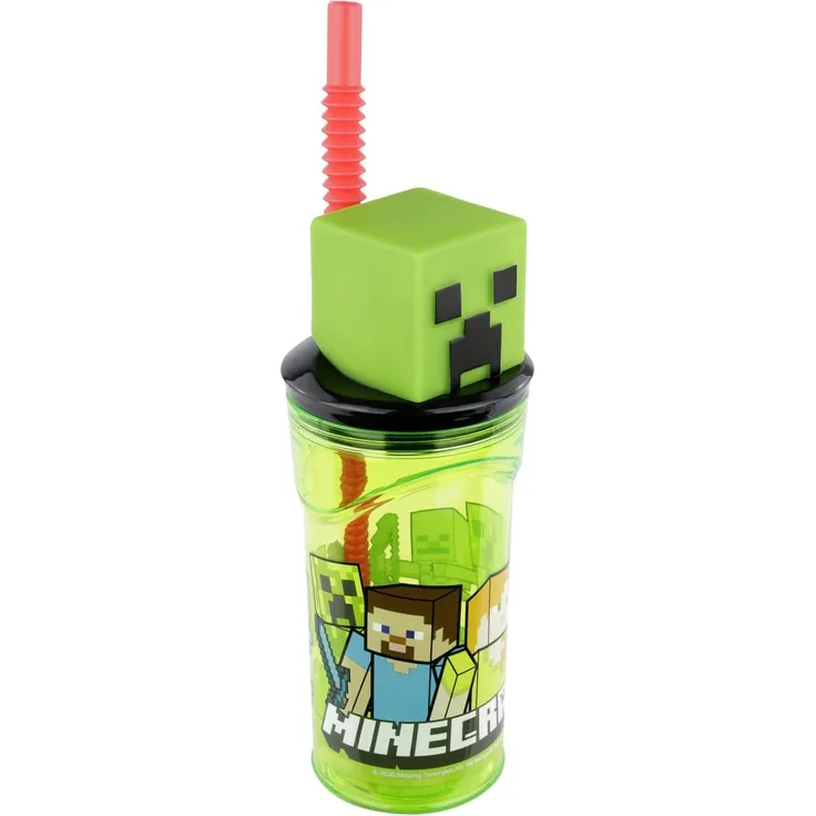 Minecraft - Trinkbecher mit Trinkhalm - grün