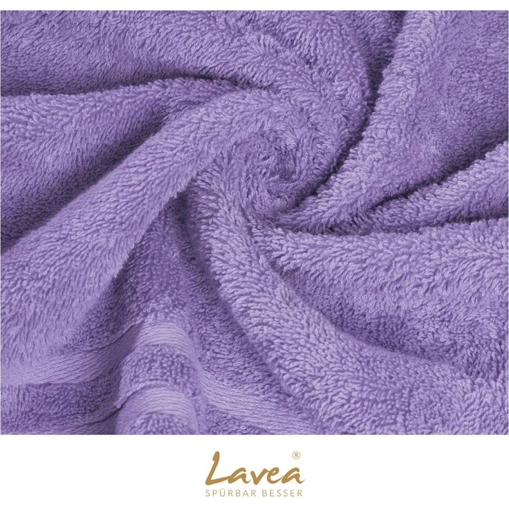 Lavea 4er Set Handtuch 50x100 cm, Frottierserie Elena, Lavendel – Bild 4
