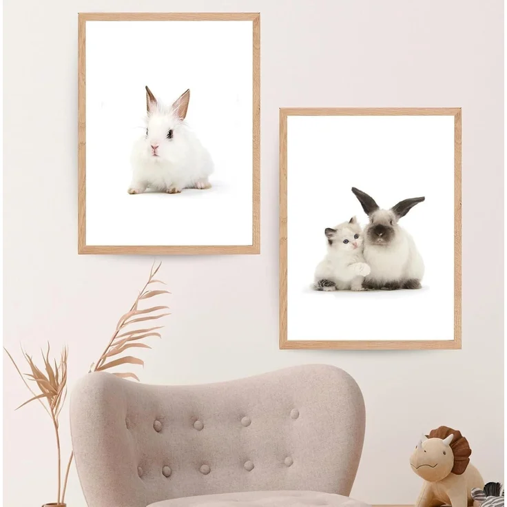 Poster 2er Set Kinderzimmer Kaninchen Wandbilder 40x50cm B – Bild 2