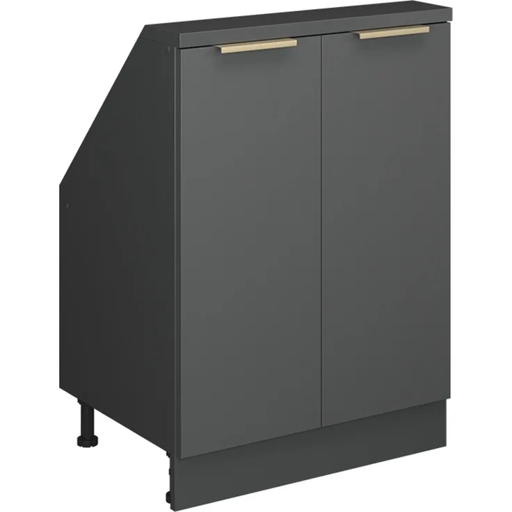 Dachschrägenschrank Rion Anthrazit-Gold 60 x 81.6 cm mit 2 Türen Vicco