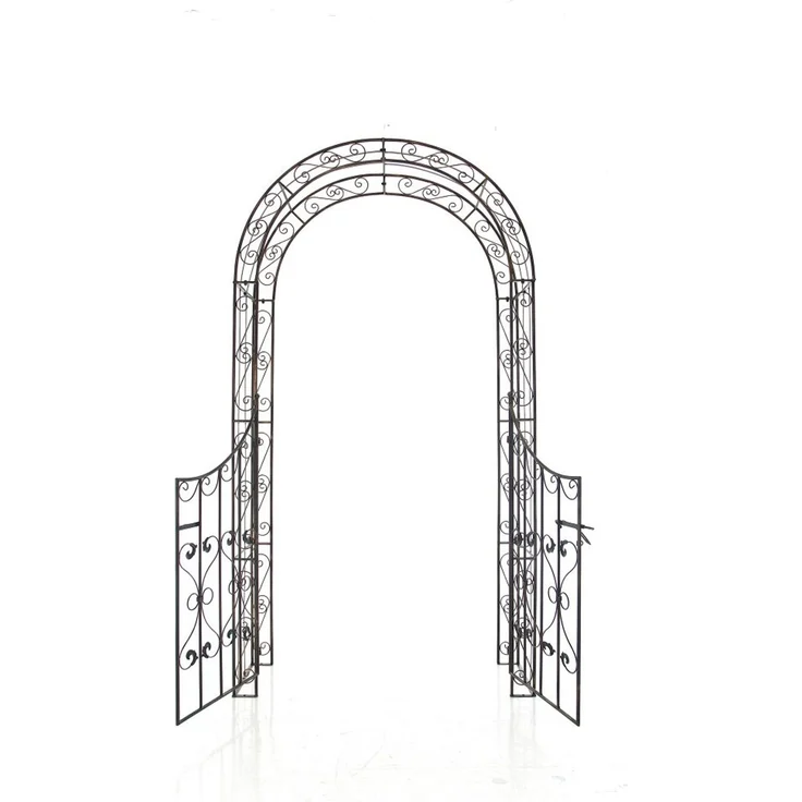 Rosenbogen WEIMAR mit Tor - 135x41,5x245cm, Metall, Bronze | Rankhilfe Rosen Rankgitter Gartendekoration – Bild 3