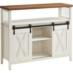 VASAGLE Küchenschrank, mit 2 Schiebetüren und verstellbare Ablagen, wolkenweiß-honigbraun, 33 x 100 x 80 cm