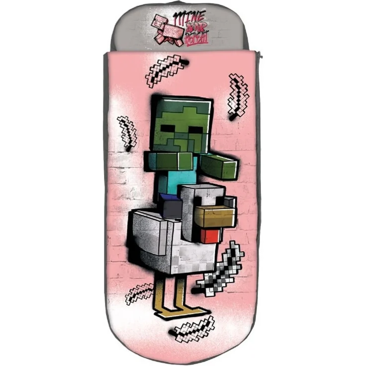 Minecraft Kinderschlafsack mit Luftmatratze 150 × 62 × 20 cm inklusive Pumpe und Reißverschlussbezug – Bild 1