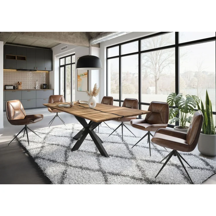 Esstisch Mango 200x100x74 natur lackiert / Epoxid schwarz, Kreuzgestell anthrazit glänzend EPOXY – Bild 10