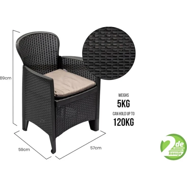 ProGarden 3-tlg. Garten-Set mit Kissen Akita Anthrazit 442181 – Bild 2