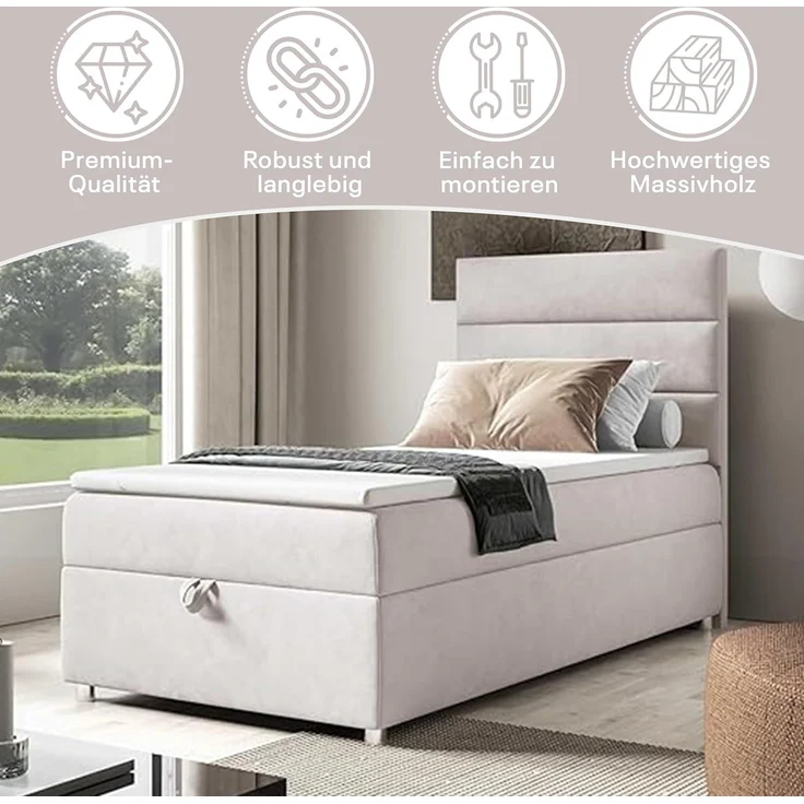 Best For Home Box Spring Bed with 7-Zone Bonell Spring Mattress, Box Spring Bed with Mattress and Storage Space – Bild 3