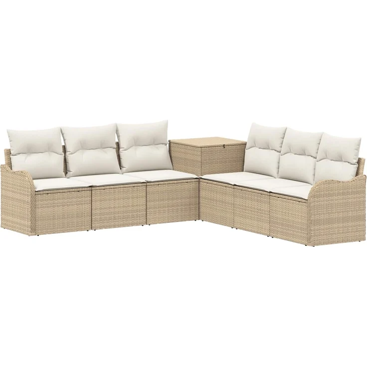vidaXL Sofa Set 7 stk. Beige und Cremeweiß Polyrattan und Stahl 3448688 – Bild 2