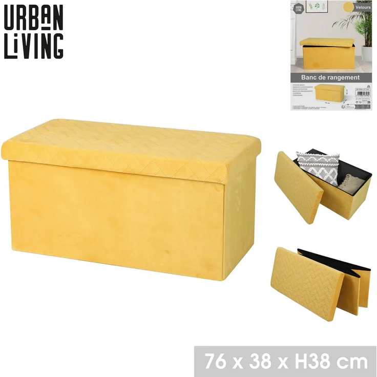 Urban Living Truhenbank Sitztruhe faltbare Sitzbank mit Aufbewahrungsbox, gepolsterte Sitzfläche - abnehmbarer Sitz - große Staufach, 76 x 38 x 38 cm