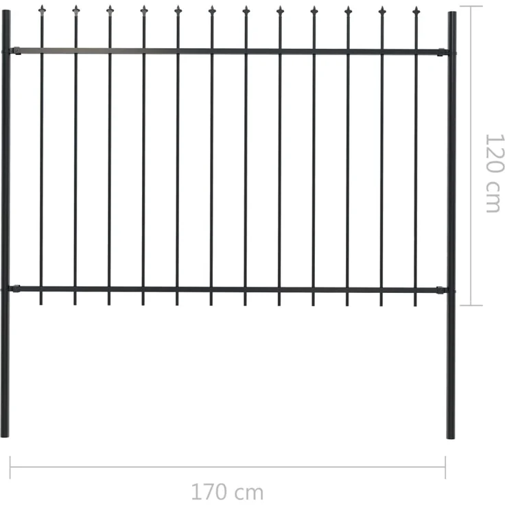 vidaXL Gartenzaun Woerden mit Speerspitze Stahl 181x120 cm Schwarz 144926 – Bild 5