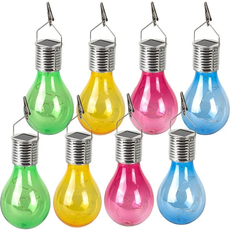 Casativo LED-Lichterkette Solar LED-Lampen Glühbirnen Deko Partyleuchte Gartenlampe je Ø7,5 cm, mit Dämmerungssensor & Klemme zum Aufhängen/kabellos – Bild 1