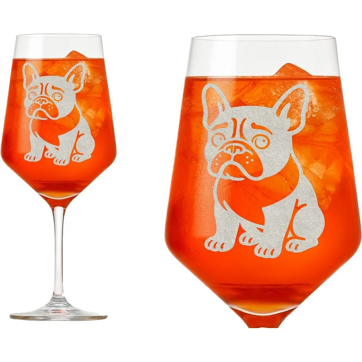 eXODA Weinglas Weinglas Französische Bulldogge 350ml - Gravur spülmaschinenfest, 1-tlg, Glas, Atemberaubende Darstellung – Bild 1