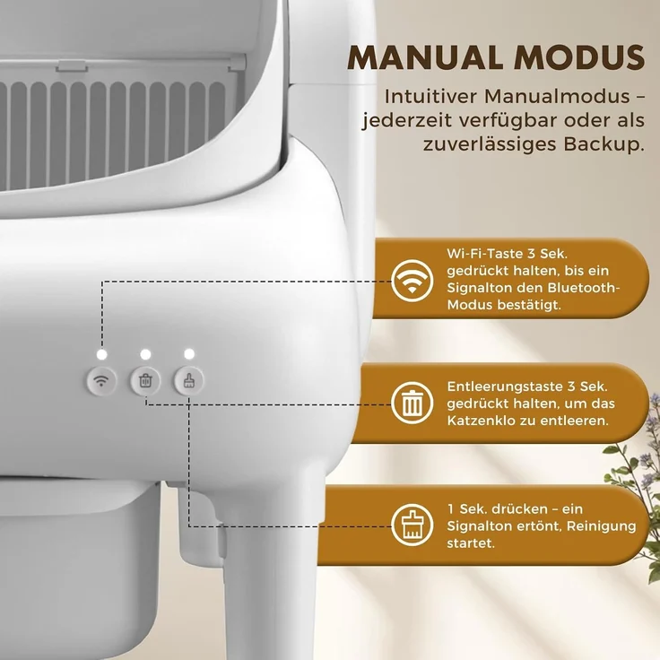 GTPLAYER Katzenklo Selbstreinigend, Selbstreinigende Katzentoilette mit Offenem Design, App-Steuerung & Sensoren, Automatisches Katzenklo mit Duftstein, Streumatte, Ideal für Mehrkatzenhaushalte, Weiß – Bild 6
