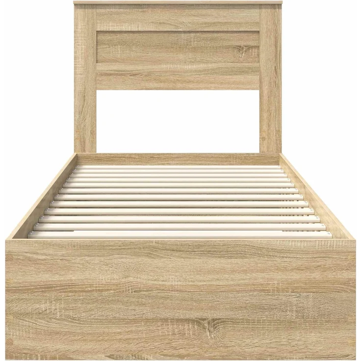 vidaXL Bettrahmen Sonoma Eiche und Silber 75 x 190 cm Holzwerkstoff 3410044 – Bild 6