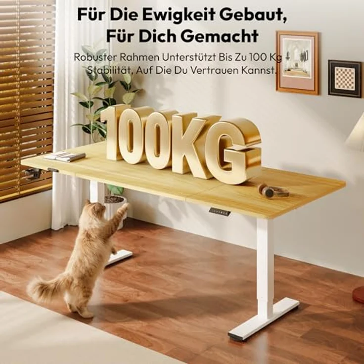 SANODESK Elektrisch Höhenverstellbarer Schreibtisch 180x80 cm – Ergonomischer Steh-Sitz Tisch mit Memory-Funktion für Homeoffice und Heimbüro, ahorn, Computertisch, Standing Desk – Bild 4