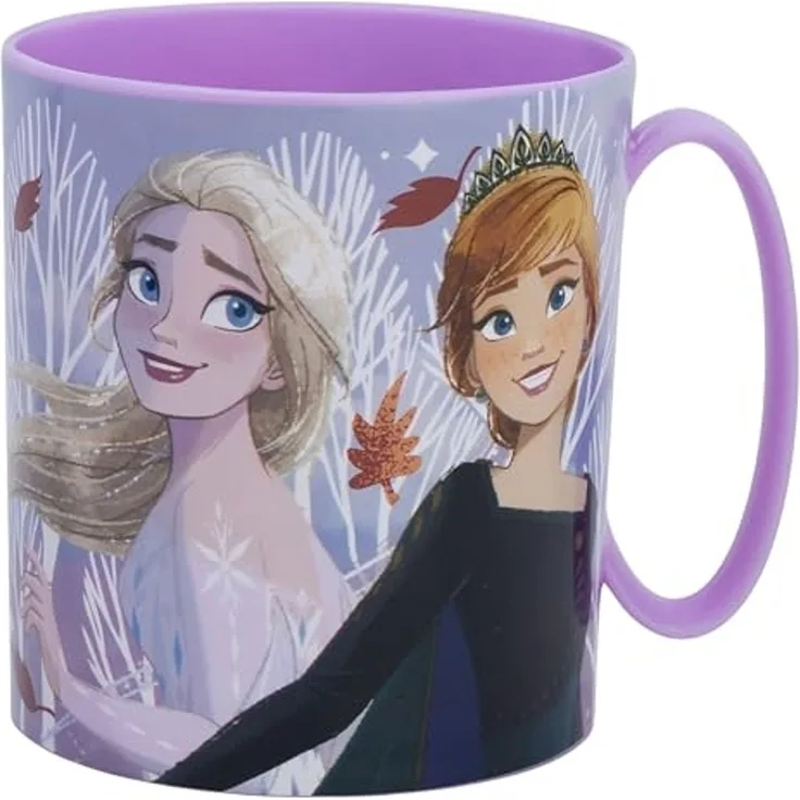 Disney Frozen Becher Mikrowellengeeigneter Kunststoffbecher 390 ml – Motivbecher für Kinder