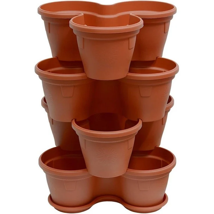 Engelland Blumenständer Säulentopf, Hochbeet, Kräuterbeet (Vorteils-Set, 4 St, 11 Liter Fassungsvermögen je Ebene), fallsicher, UV-beständig, stapelbar, platzsparend, robuster Kunststoff – Bild 1