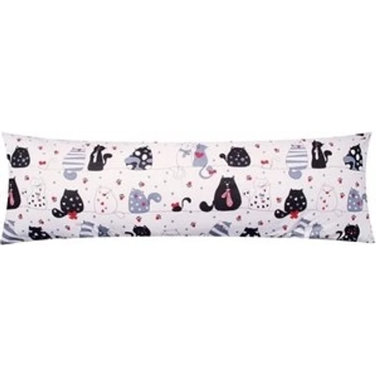 Heubergshop Seitenschläferkissenbezug, (1 Stück), 40x145cm Reißverschluss lange Seite Baumwolle Pfoten Katze (KY-Katzen) – Bild 4