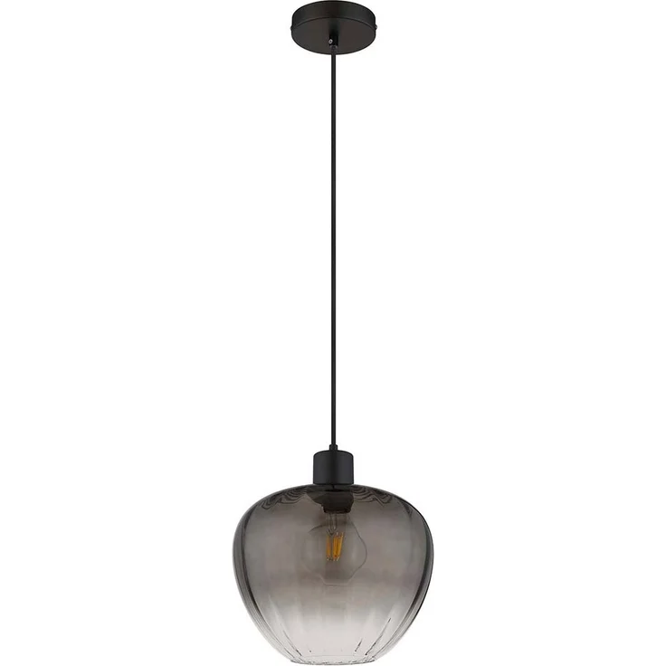 Hängeleuchte, Glas, rauch, schwarz, H 120 cm – Bild 8